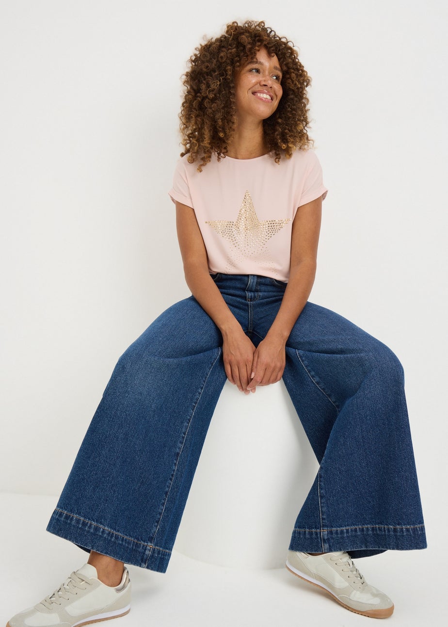 Pink Short Sleeve Stud Star T-Shirt