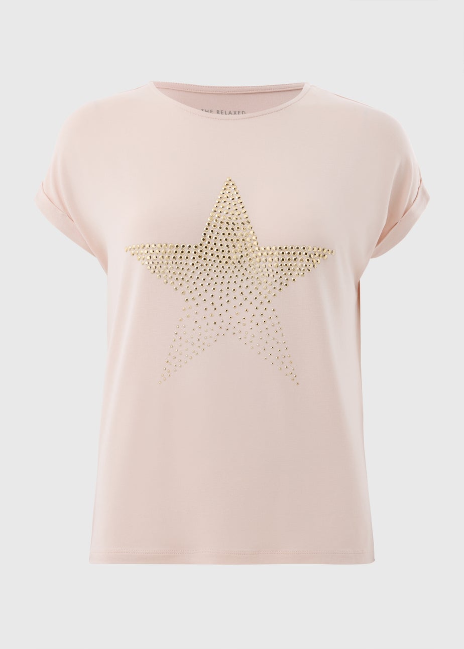 Pink Short Sleeve Stud Star T-Shirt
