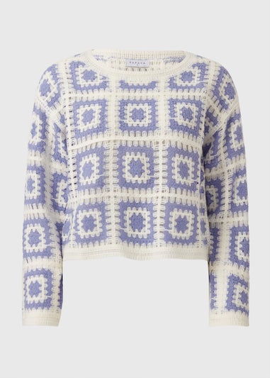 Blue Crochet Patchwork Jumper