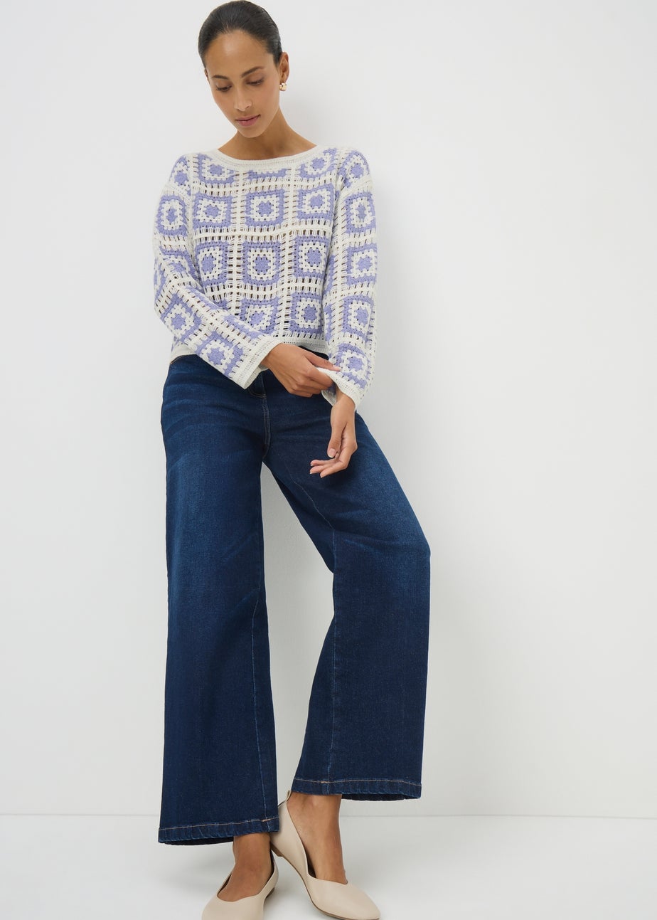 Blue Crochet Patchwork Jumper