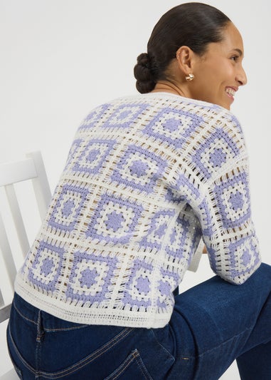 Blue Crochet Patchwork Jumper