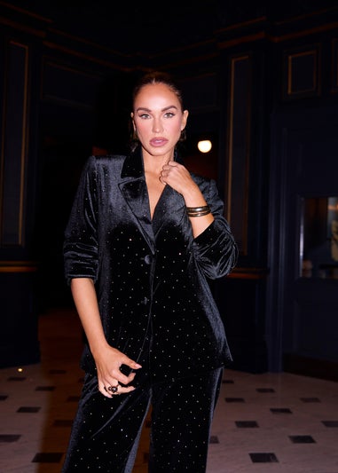 Little Mistress Black Velvet and Gold Diamanté Blazer by Vicky Pattison