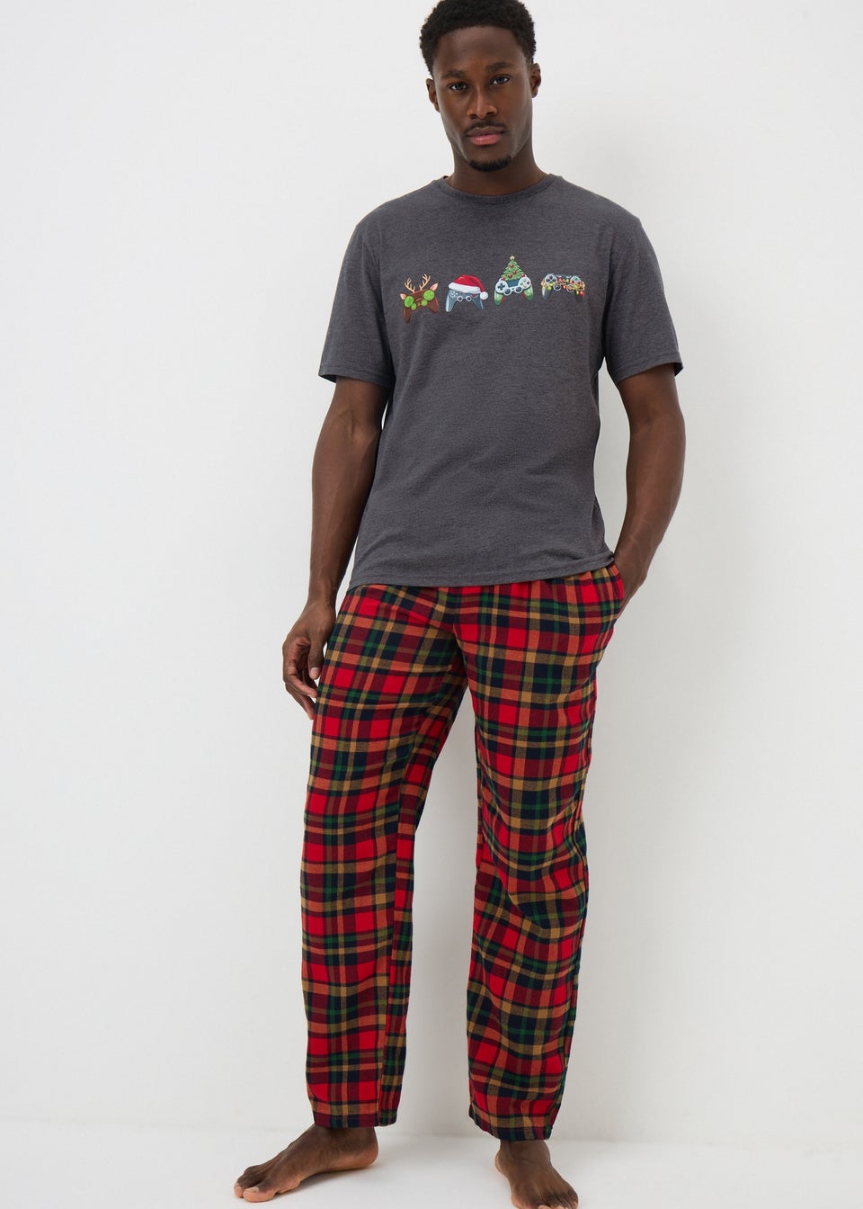 Grey Christmas Gaming Pyjama Set