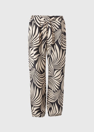Black Mono Print Wide Leg Trousers