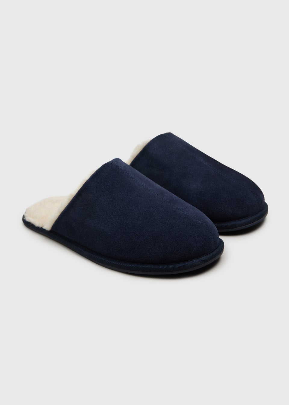 Navy Real Suede Mule Slippers