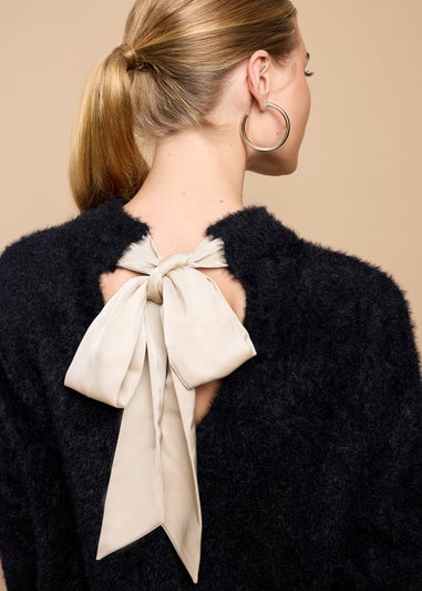 Little Mistress Black Soft Jumper with Bow Detail by Vicky Pattison