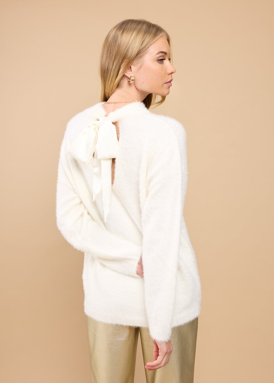 Little Mistress Oyster Soft Jumper with Bow Detail by Vicky Pattison