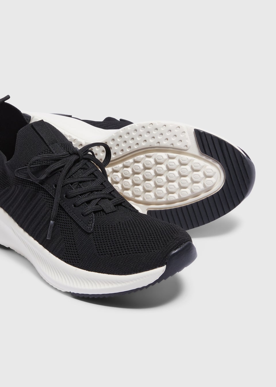 Black Knitted Sports Runner Trainers