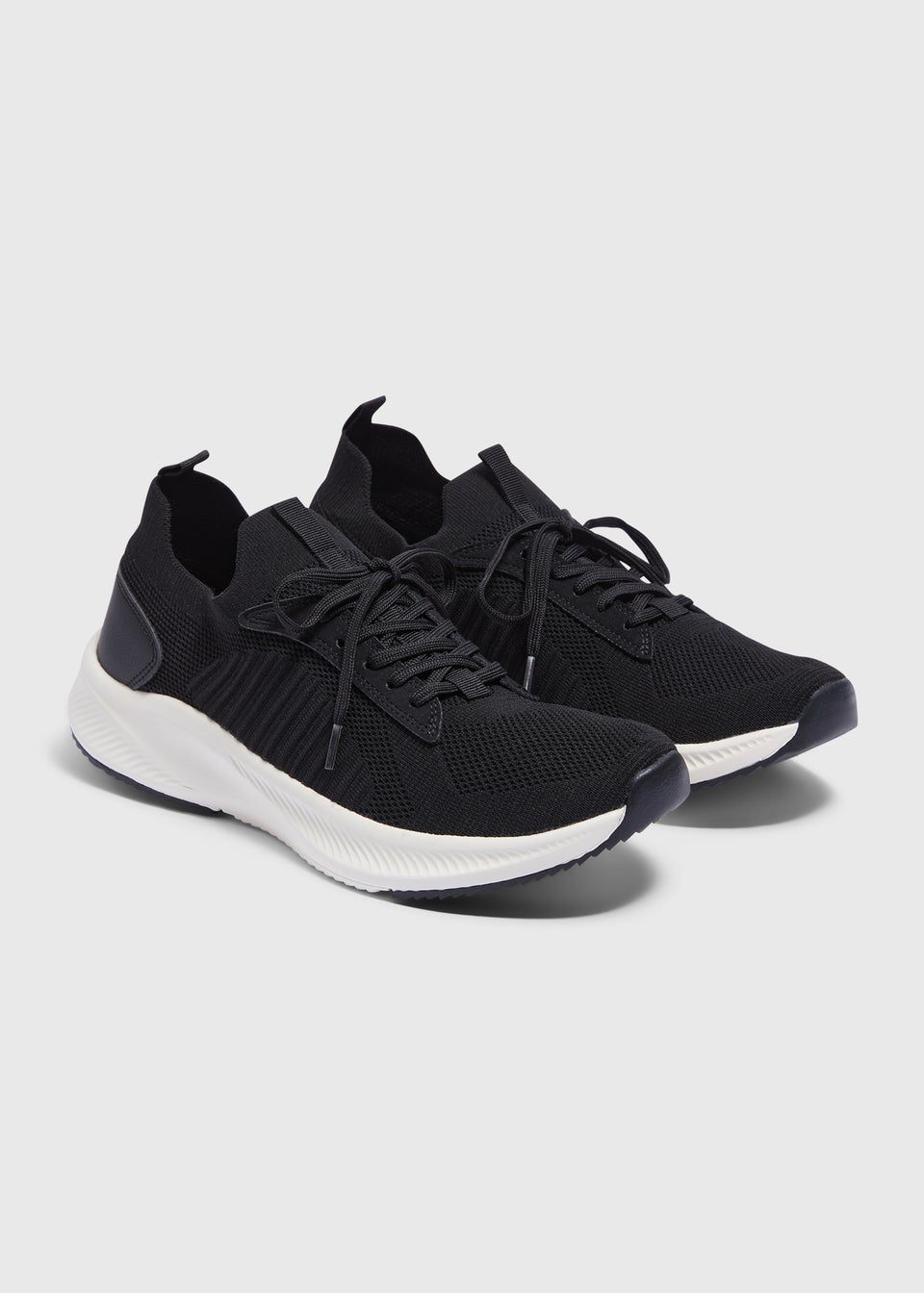Black Knitted Sports Runner Trainers