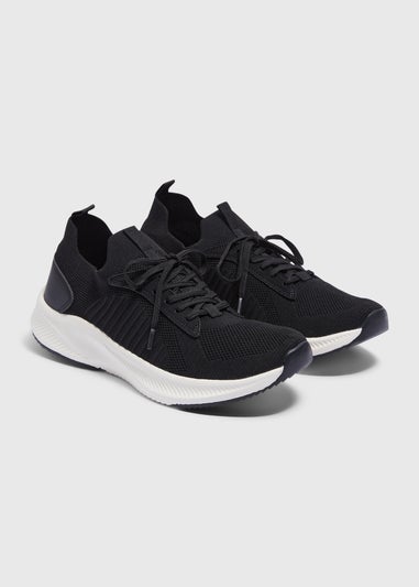 Black Knitted Sports Runner Trainers