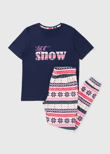 Navy Slogan Christmas Pyjamas