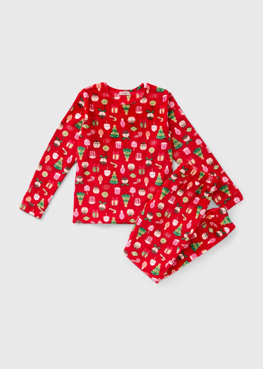 Red Christmas All Over Print Fleece Pyjama Set