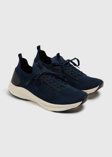 Navy Knitted Sports Runner Trainers