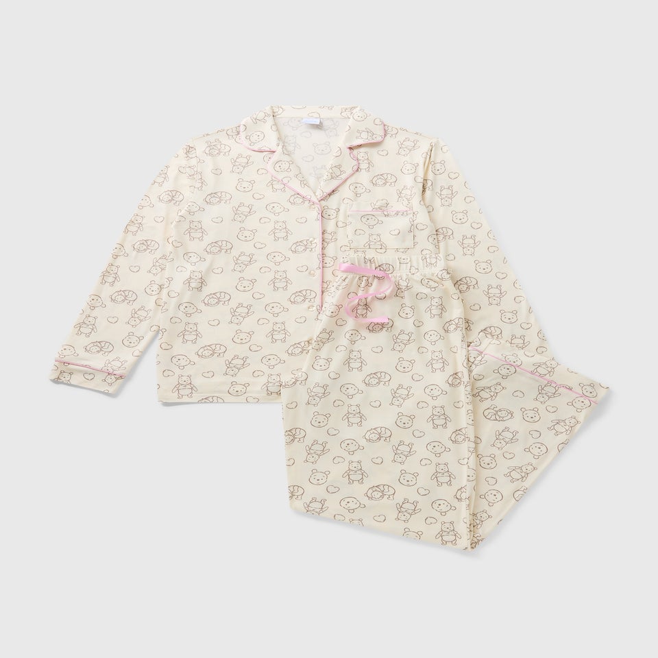 Winnie The Pooh Cream Button Up Pyjama Set