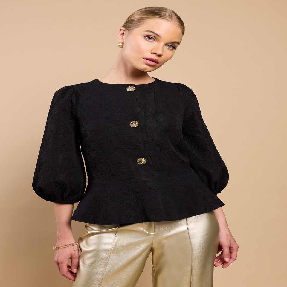Little Mistress Black Textured Blouse by Vicky Pattison