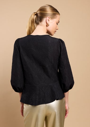 Little Mistress Black Textured Blouse by Vicky Pattison