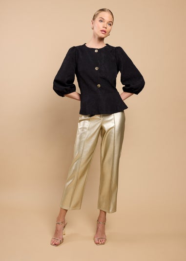 Little Mistress Black Textured Blouse by Vicky Pattison