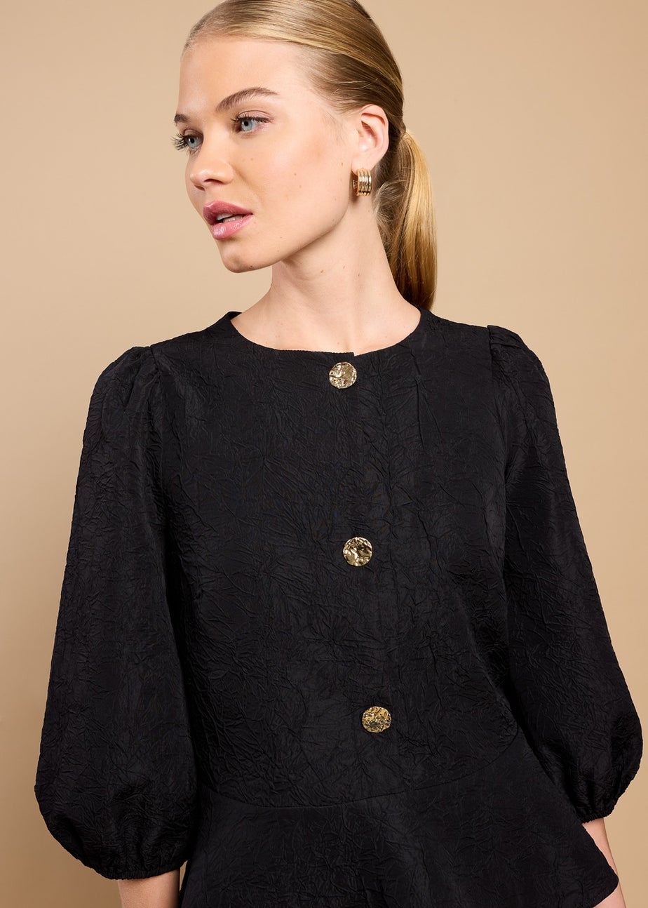 Little Mistress Black Textured Blouse by Vicky Pattison