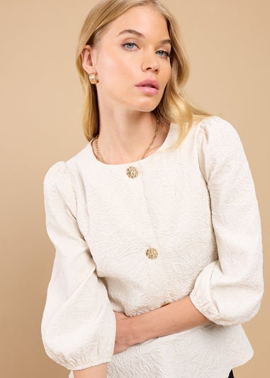 Little Mistress Oyster Textured Blouse by Vicky Pattison