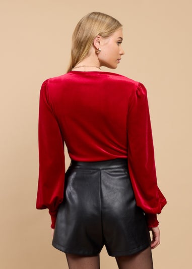 Little Mistress Ruby Red Velvet Sweetheart Blouse by Vicky Pattison