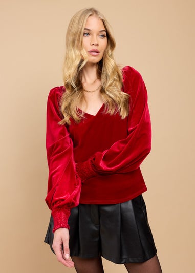 Little Mistress Ruby Red Velvet Sweetheart Blouse by Vicky Pattison