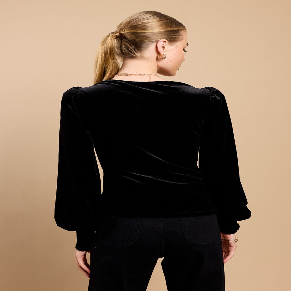 Little Mistress Black Velvet Sweetheart Blouse by Vicky Pattison