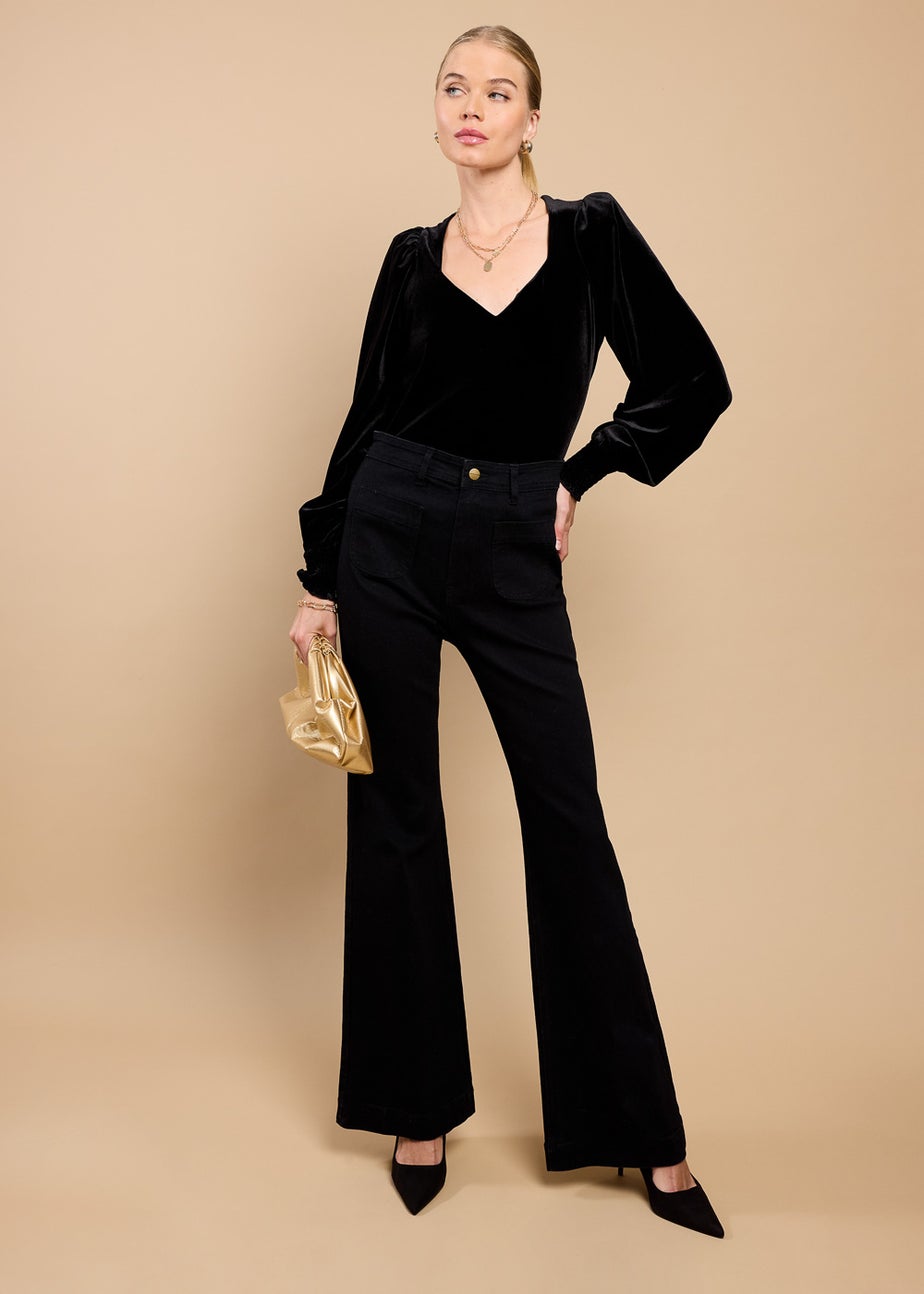 Little Mistress Black Velvet Sweetheart Blouse by Vicky Pattison