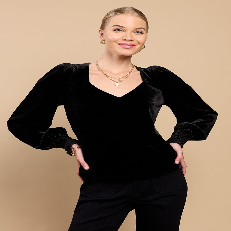 Little Mistress Black Velvet Sweetheart Blouse by Vicky Pattison