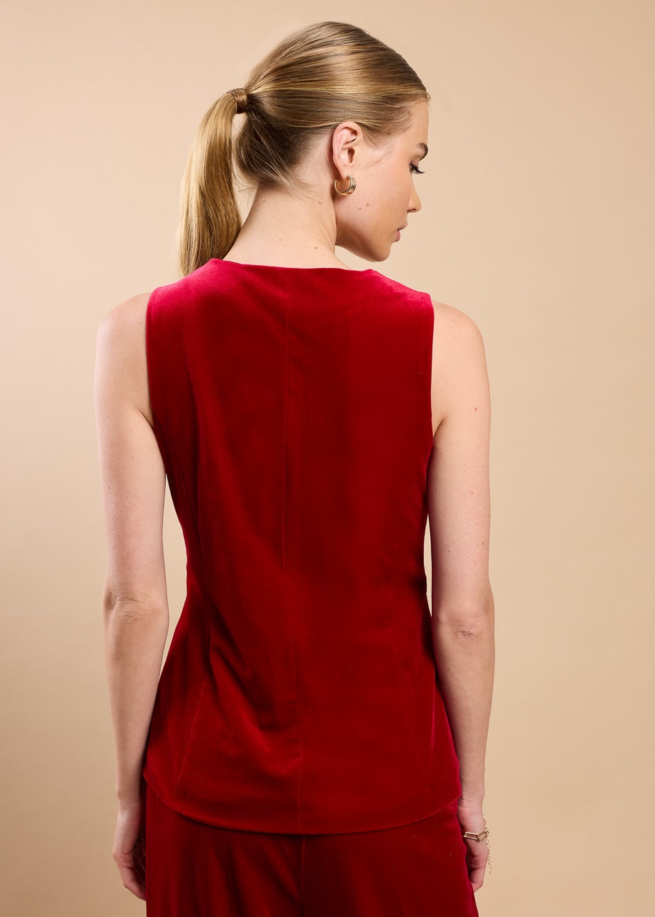 Little Mistress Ruby Red Sleeveless Waistcoat by Vicky Pattison