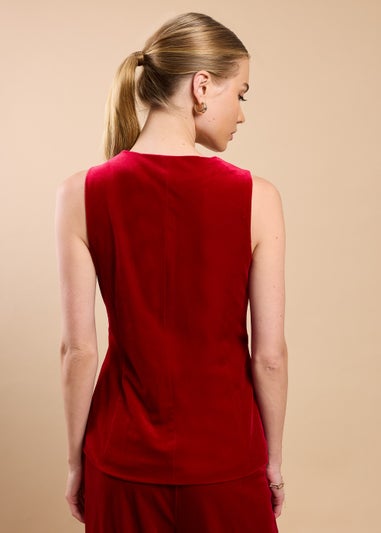 Little Mistress Ruby Red Sleeveless Waistcoat by Vicky Pattison