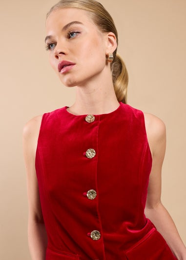 Little Mistress Ruby Red Sleeveless Waistcoat by Vicky Pattison