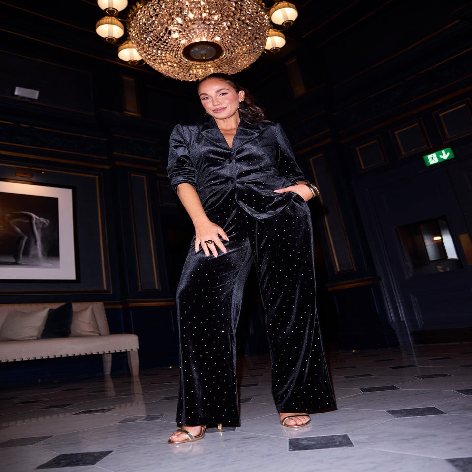 Little Mistress Black Velvet and Silver Diamanté Trousers by Vicky Pattison