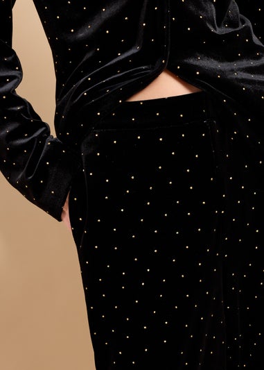 Little Mistress Black Velvet and Gold Diamanté Trousers by Vicky Pattison