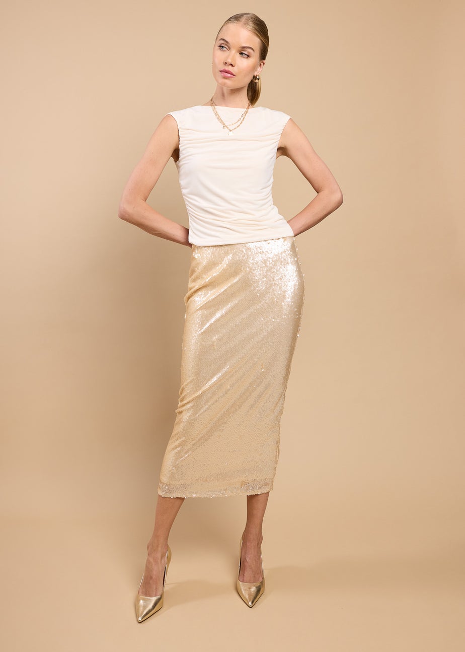 Little Mistress Oyster Sequin Midaxi Skirt by Vicky Pattison