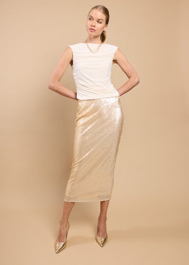 Little Mistress Oyster Sequin Midaxi Skirt by Vicky Pattison