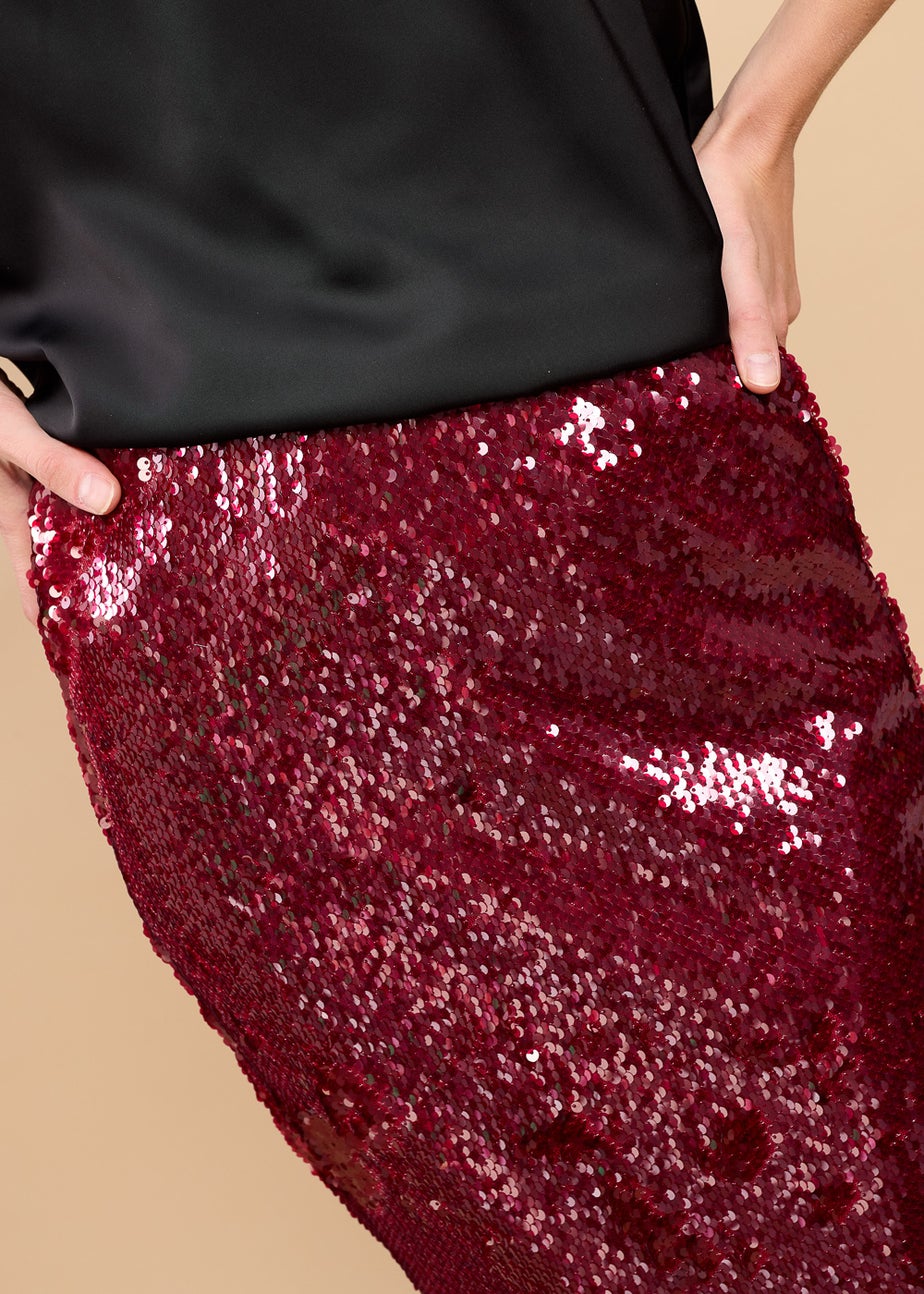 Little Mistress Red Sequin Midaxi Skirt by Vicky Pattison