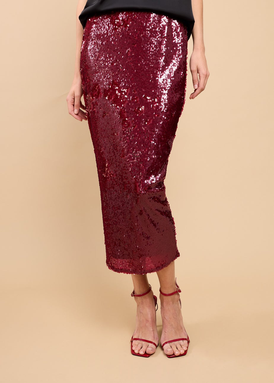 Little Mistress Red Sequin Midaxi Skirt by Vicky Pattison