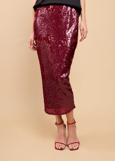 Little Mistress Red Sequin Midaxi Skirt by Vicky Pattison