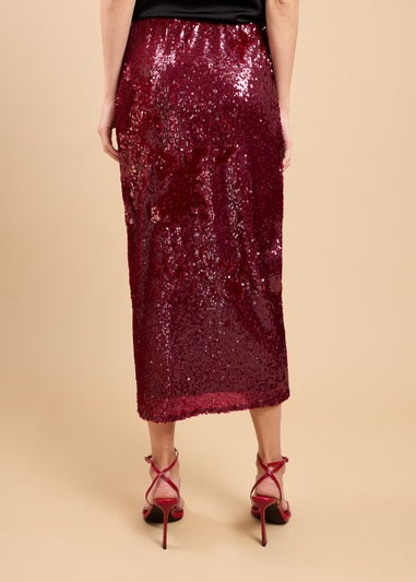 Little Mistress Red Sequin Midaxi Skirt by Vicky Pattison