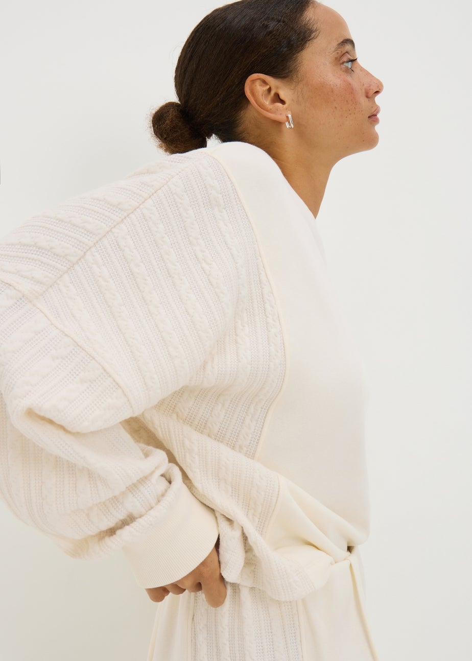 Cream Cable Sweatshirt Top