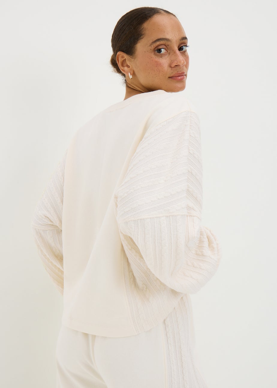 Cream Cable Sweatshirt Top