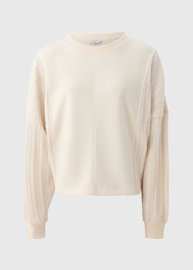 Cream Cable Sweatshirt Top
