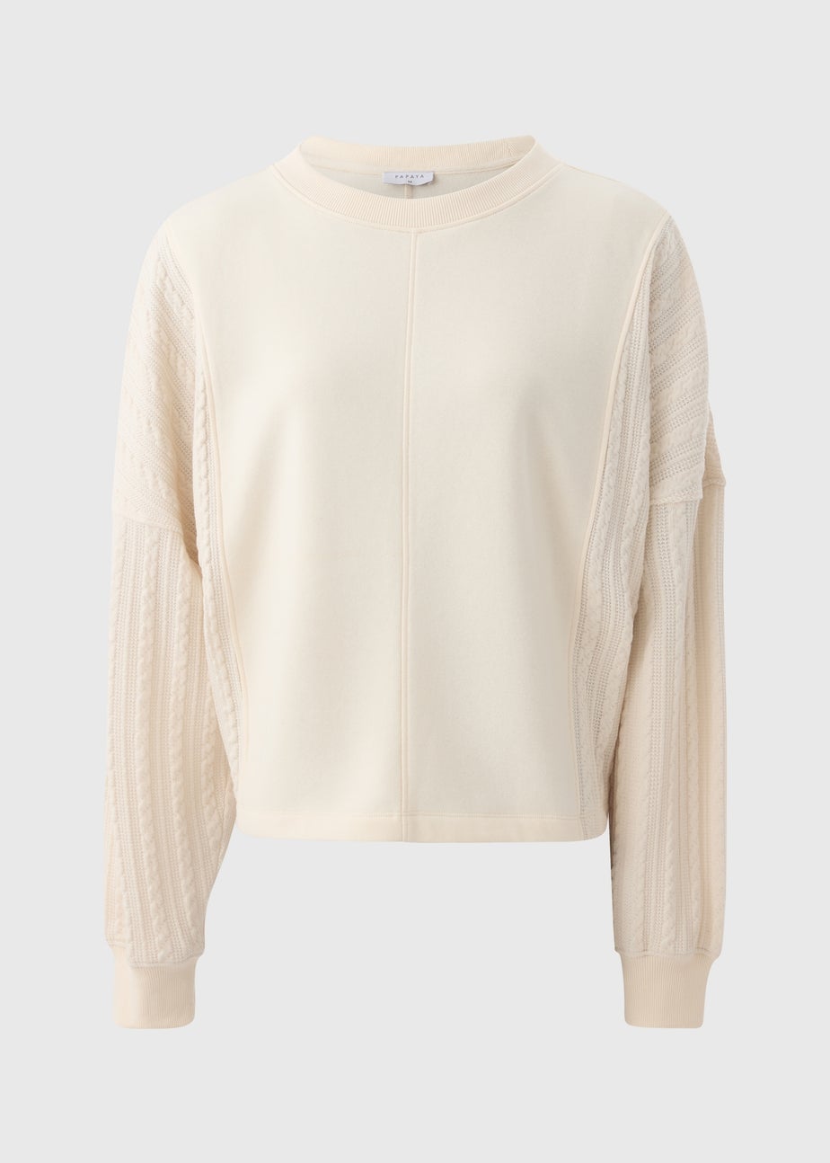 Cream Cable Sweatshirt Top