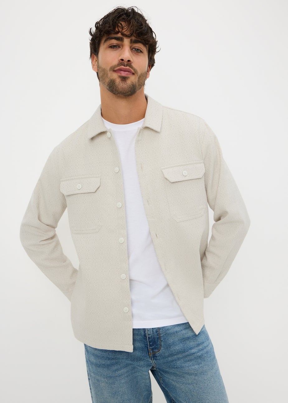 Cream Textured Overshirt