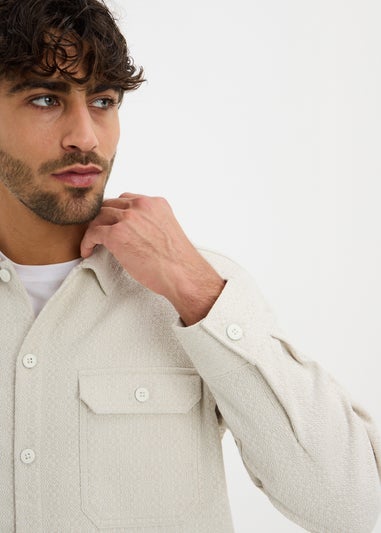 Cream Textured Overshirt