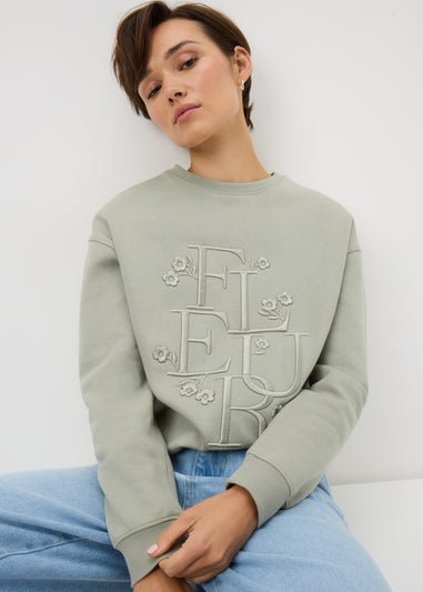 Sage Green Slogan Sweatshirt
