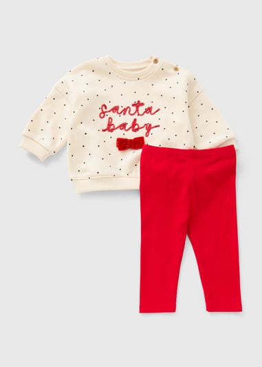 Baby Cream Santa Baby Sweatshirt & Legging Set (Newborn-23mths)