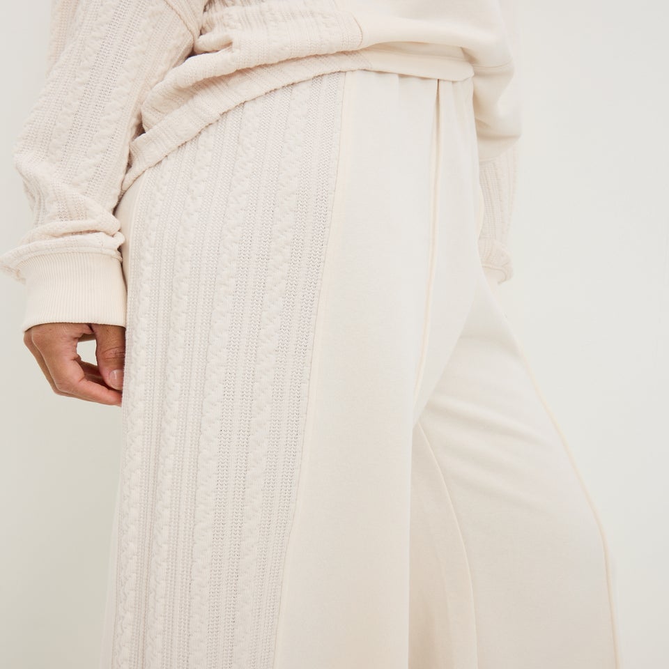 Cream Wide Leg Cable Joggers