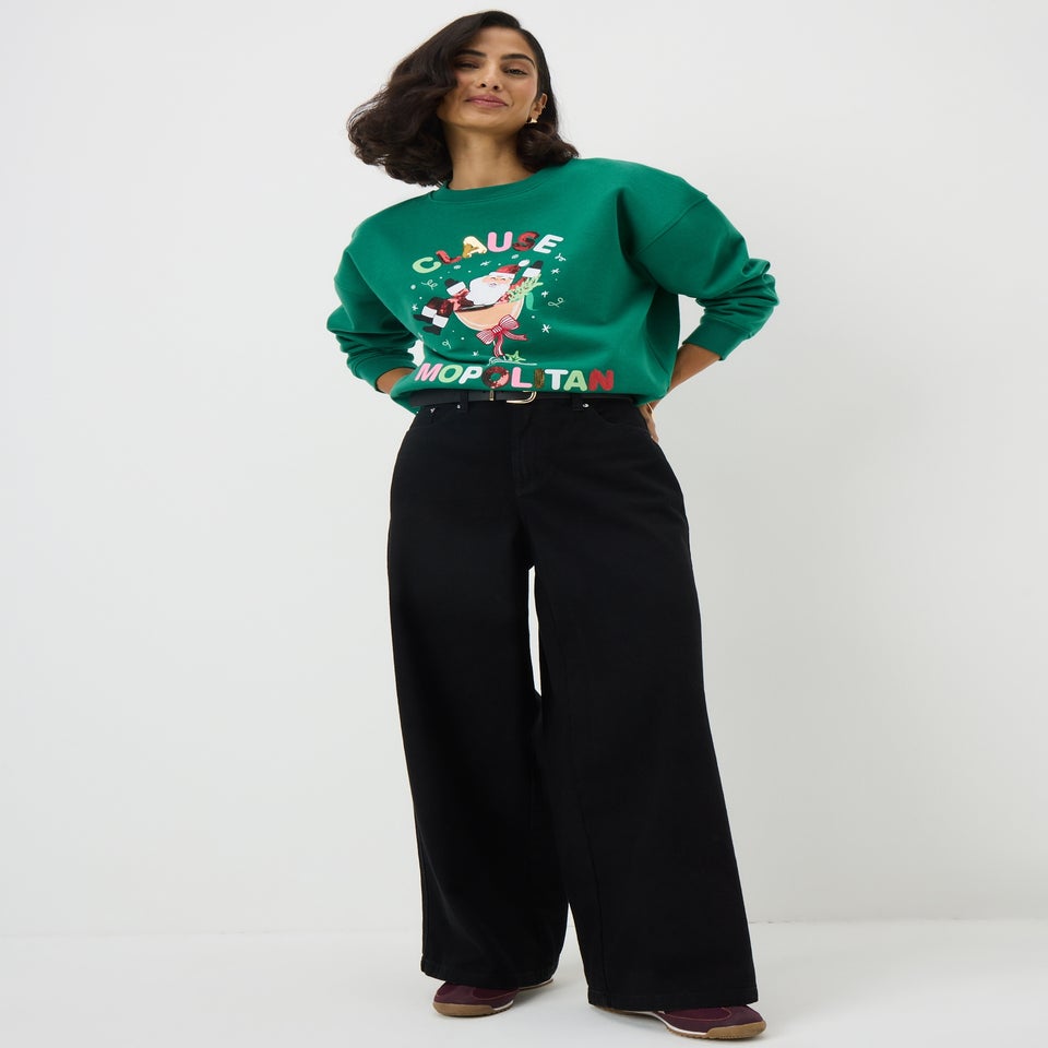 Green Slogan Christmas Sweatshirt