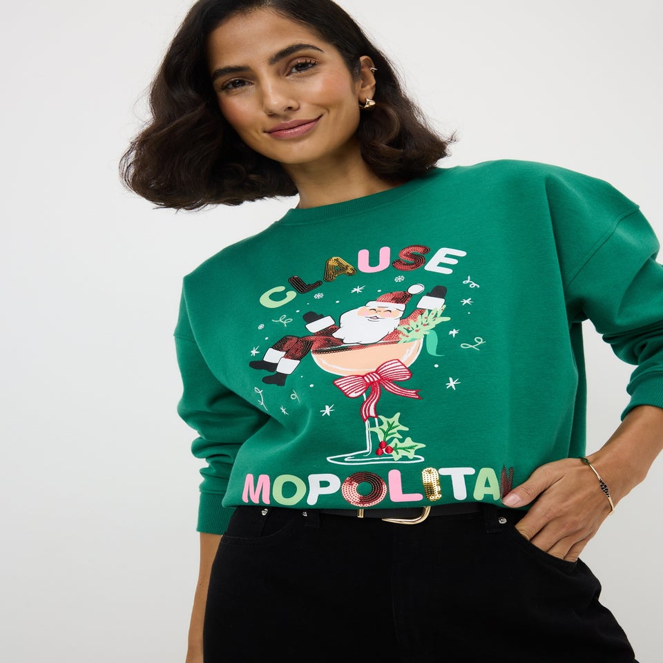 Green Slogan Christmas Sweatshirt